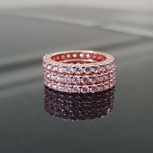 New Trendy Rose Gold Eternity Diamond Ring